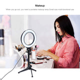 PULUZ PKT3032 6.2 inch 16cm USB 3 Modes Dimmable LED Ring Vlogging Photography Video Lights + Desktop Tripod Holder with Cold Shoe Tripod Ball Head