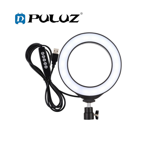 PULUZ PU432B 6.2 inch 16cm USB 10 Modes 8 Colors RGBW Dimmable LED Ring Vlogging Photography Video Lights with Cold Shoe Tripod Ball Head