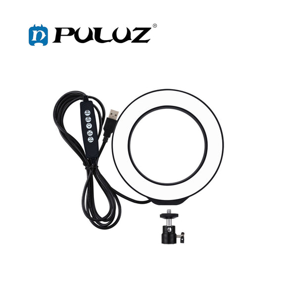 PULUZ PU431B 4.7 inch 12cm USB 10 Modes 8 Colors RGBW Dimmable LED Ring Vlogging Photography Video Lights with Cold Shoe Tripod Ball Head