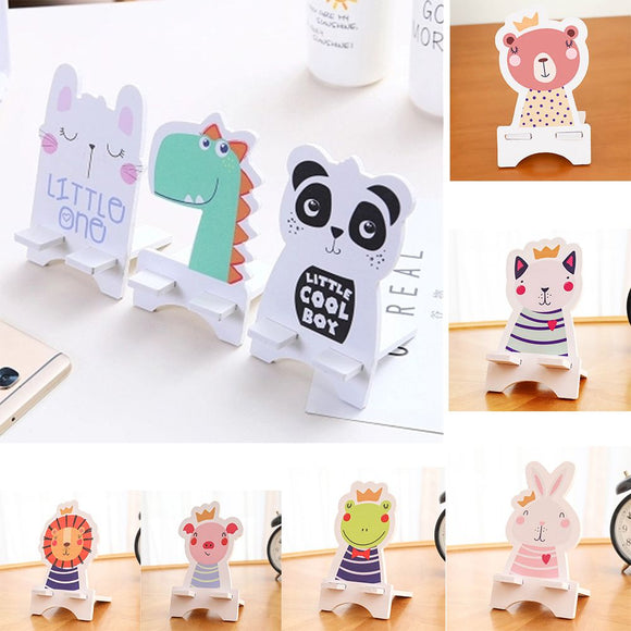 Cute Cartoon Wood Mobile Phone Holder Support Creative Wooden Desk Phone Stand