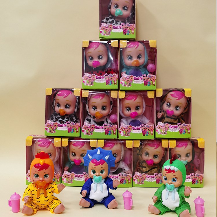 Pretend Play Mini Lifelike Crying Baby Doll Can Drink Water