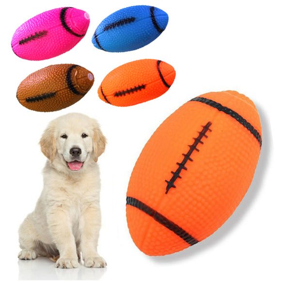 Pet Funny Rugby Ball Design Rubber Toys Squeak Chew with Sound Toys for Pets