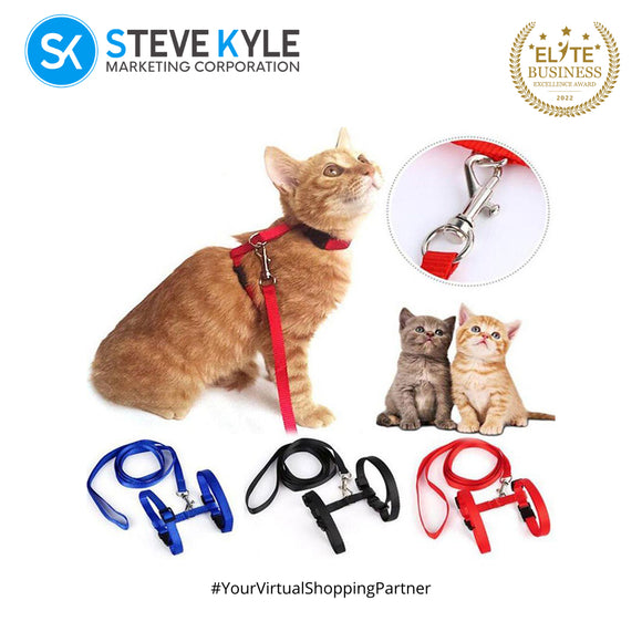 Adjustable Cat or Puppies Walking Harness Nylon Strap with Leash