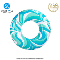 Inflatable Summer Swim Ring Heart and Wave Printed Design