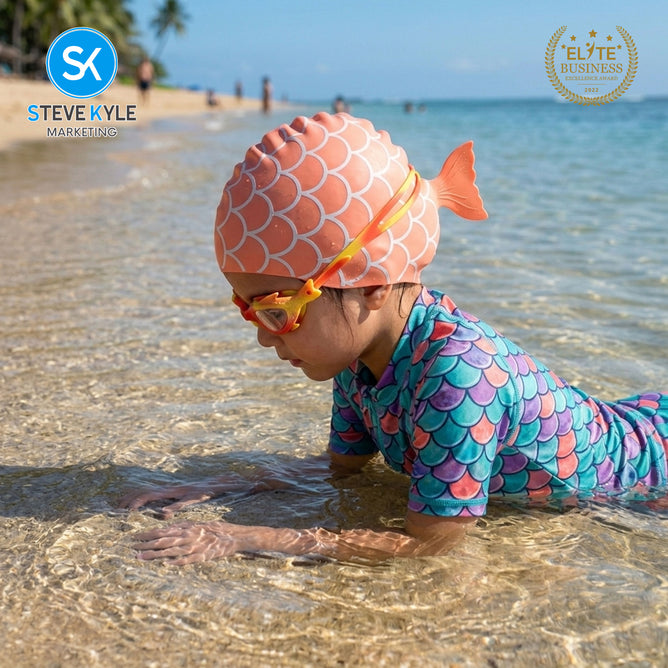 Steve Kyle Mermaid Swim Eyewear With Cap Adjustable Strap Anti-Fog Swimming Goggles
