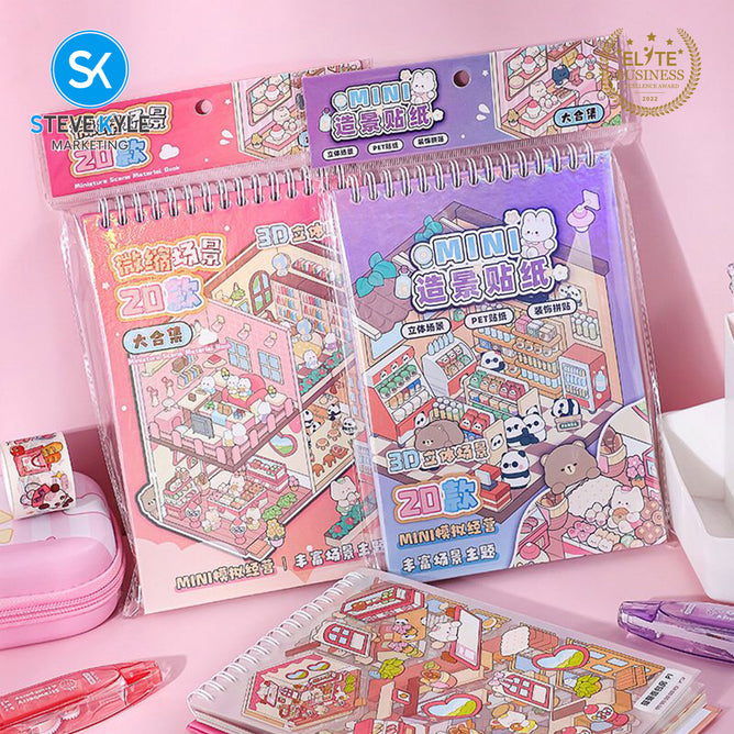 Steve Kyle Creative Multi-Scene Decorative Sticker Book With Miniature Town Designs