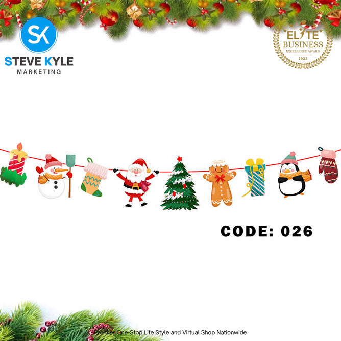 Steve Kyle Hanging Banner Merry Christmas Ornament Flags New Year Party Decoration