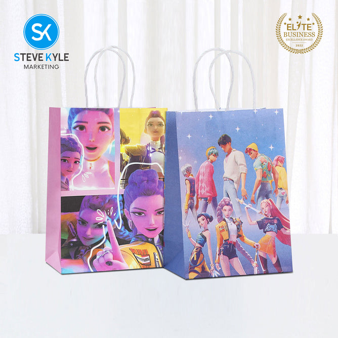 Steve Kyle Twelve Pieces Goody Treat Candy Hand-held Bag Girl Group Theme Paper Bag For Birthday Gift Party Supplies