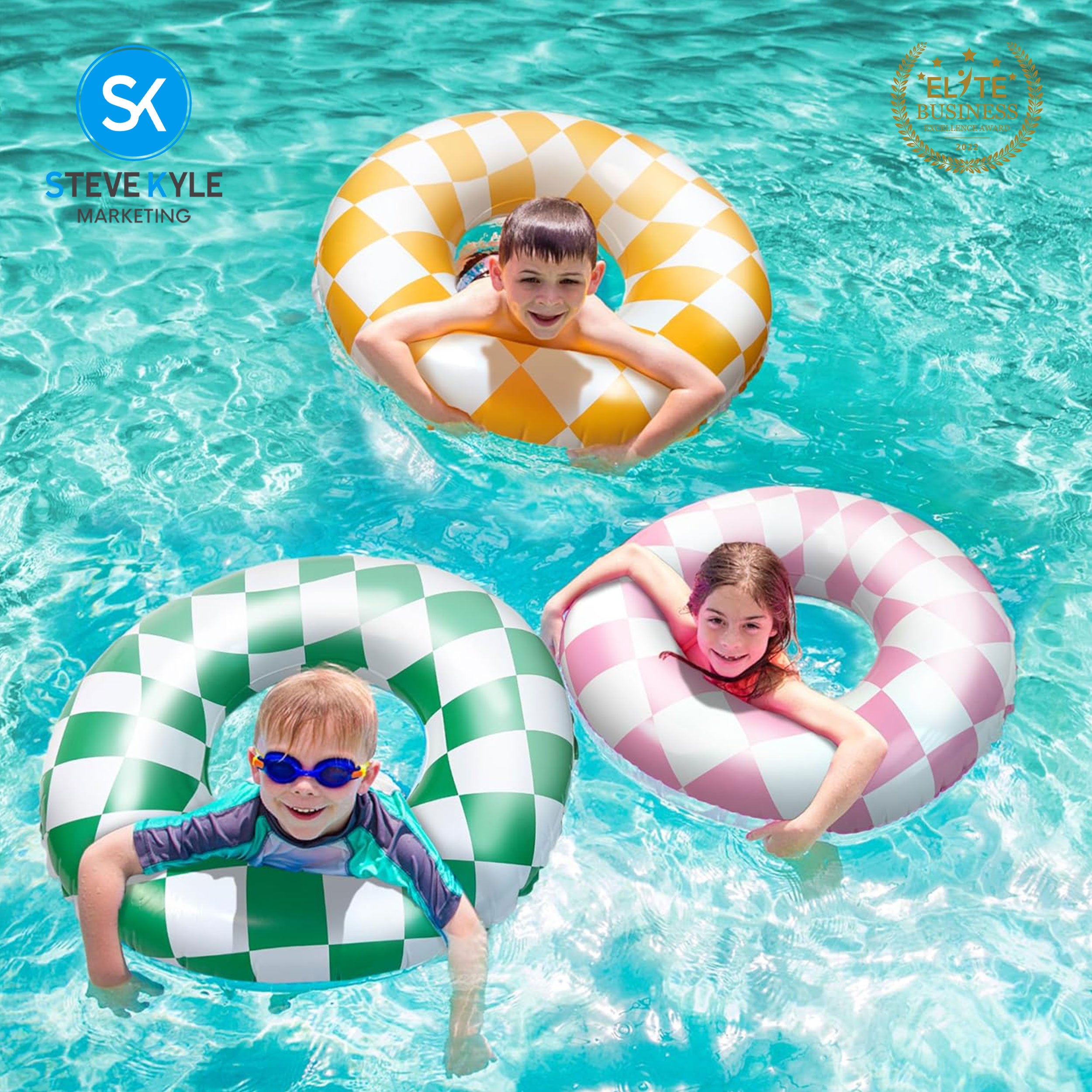 Swim Grid Pattern Steve Kyle Inflatable Swim Ring Classic Grid Pattern For Outdoor Water ...