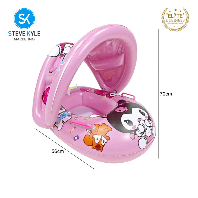 Steve Kyle Inflatable Baby Seat Float With Canopy Cartoon Adventure Swimming Boat