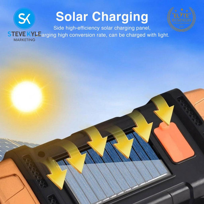 Steve Kyle Solar Powered Rechargeable LED Work Light Portable Emergency Flashlight