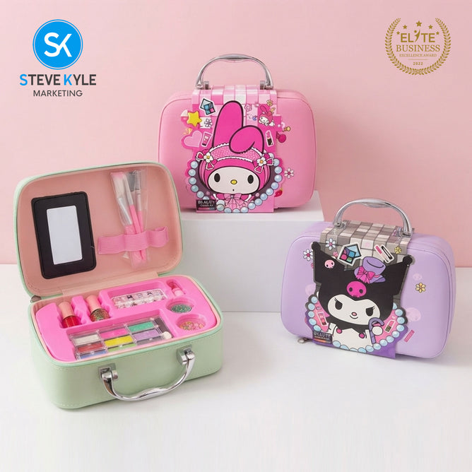 Steve Kyle Washable Girls Makeup Set with Cosmetic Handbag Gift Toy for Kids