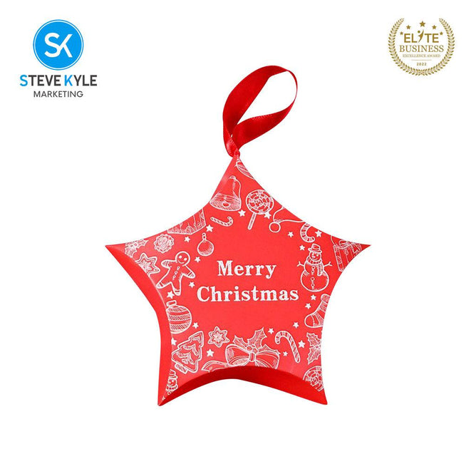 Steve Kyle 10-Piece Star-Shaped Christmas Paper Box with Ribbon for Holiday Gifts Party Giveaways