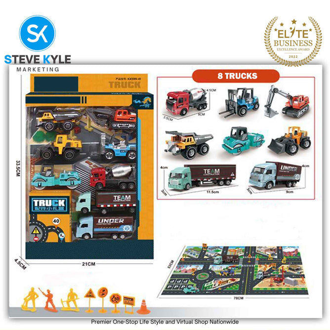 Mini Alloy Modern Engineering Vehicle Model Set (with Road Sign Map) Best Gift Toys