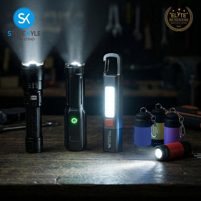 Steve Kyle Waterproof Rechargeable Portable Emergency Flashlight Mini Flashlight for Outdoor Camping and Travel Use