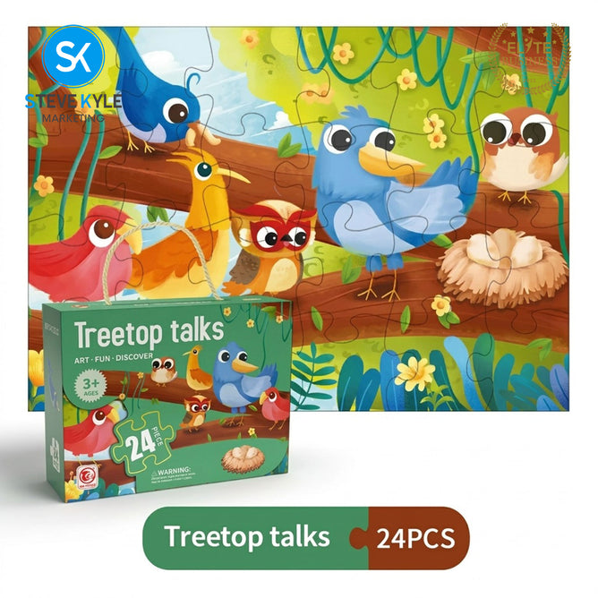 Steve Kyle 24-Piece Cartoon Animal Jigsaw Puzzle Set for Kids Learning Thinking Interactive Play