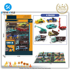 Mini Alloy Modern Engineering Vehicle Model Set (with Road Sign Map) Best Gift Toys