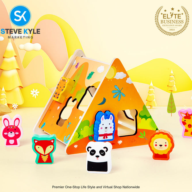 Shape Sorting Matching House Hand-Eye Early Learning Wooden Toys with Box Gift Box