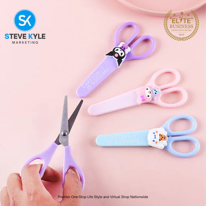 Random Cute Cartoon Kids Safety Round Head Scissors Student Paper Cutting Art School Supplies