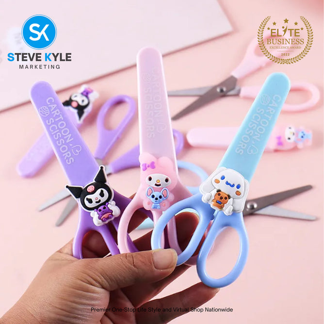 Random Cute Cartoon Kids Safety Round Head Scissors Student Paper Cutting Art School Supplies