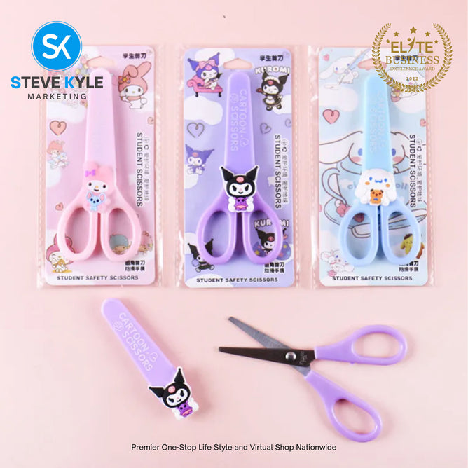 Random Cute Cartoon Kids Safety Round Head Scissors Student Paper Cutting Art School Supplies