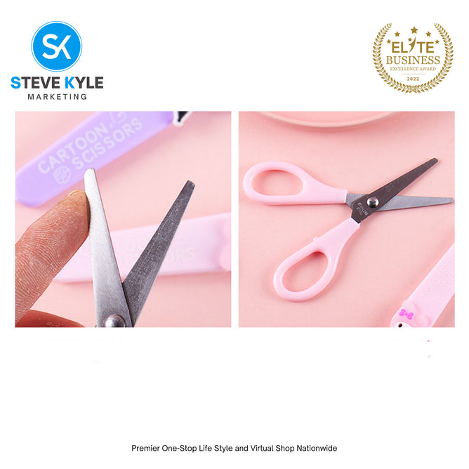 Random Cute Cartoon Kids Safety Round Head Scissors Student Paper Cutting Art School Supplies