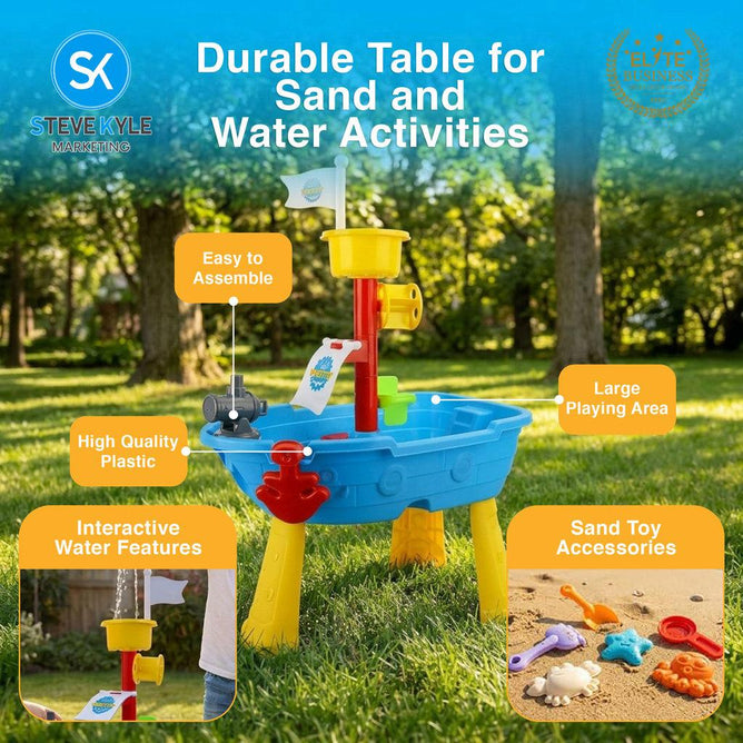Steve Kyle Pirate Boat Sand and Water Table Toy Set for Kids