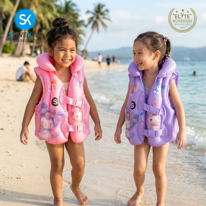 Steve Kyle Inflatable Swim Vest Life Jacket Adorable Cartoon Prints For Outdoor Water Fun