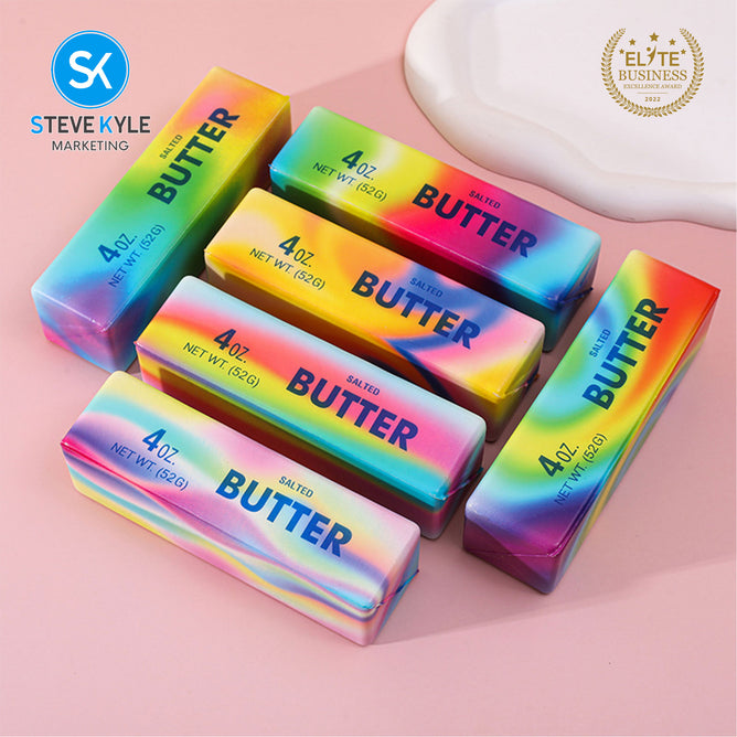 Steve Kyle Gradient Rainbow Butter Cheese Squishy Toy Soft Slow Rebound Fidget Squeeze Toy