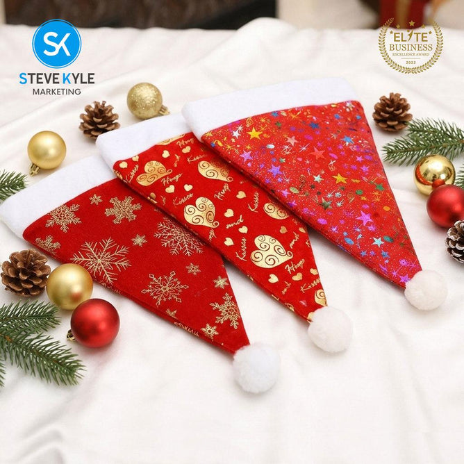Steve Kyle Festive Snow Heart Christmas Hat with Soft Plush Edge for Parties