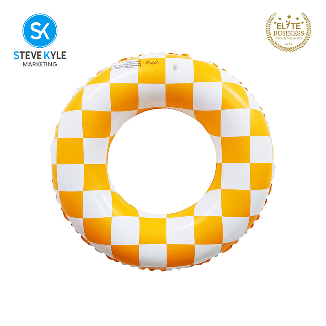 Steve Kyle Inflatable Swim Ring Classic Grid Pattern For Outdoor Water Fun