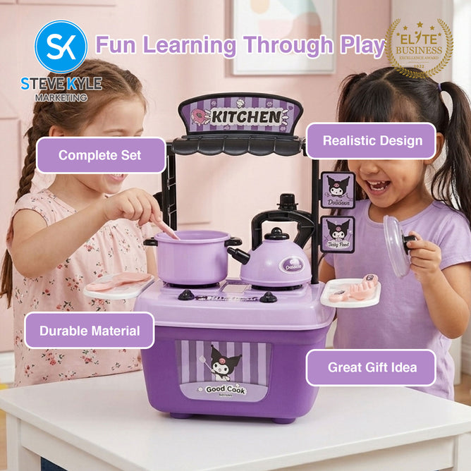 Steve Kyle Portable Mini Kitchen Cooking Playset With Pots Pans Utensils