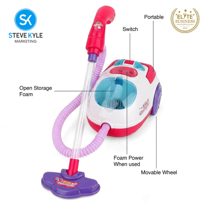 Steve Kyle Interactive Kids Vacuum Cleaner Toy with Cleaning Accessories Play Set