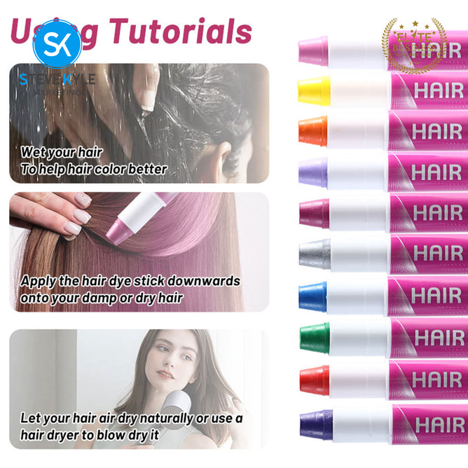 Steve Kyle 10 Color Temporary Hair Chalk Pens Washable Dustless Hair Dye Coloring Set
