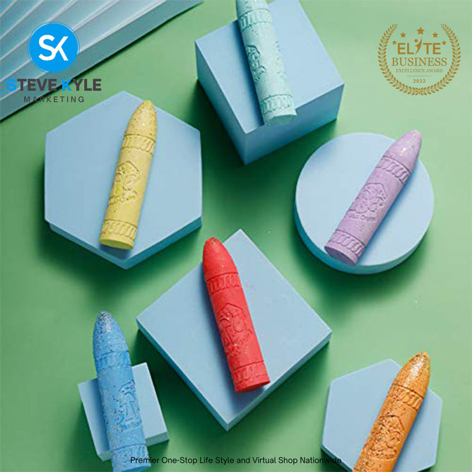 6 Colors Kids Drawing Art Glitter and Neon Washable Sidewalk Chalk for Kids