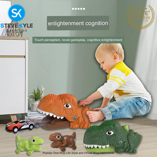 Children Dinosaur Toy Catapultcar with Alloy Car and Mini Dinosaur with Box Gift Box