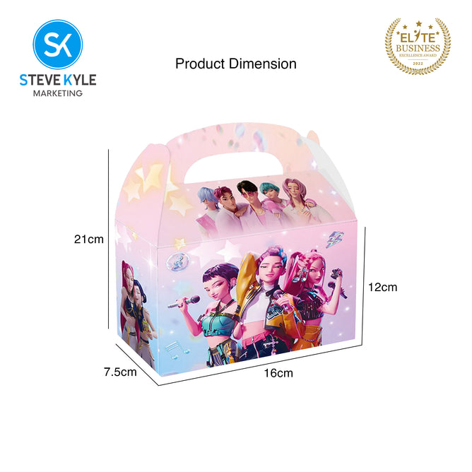 Steve Kyle Twelve Pieces Cartoon Design Candy Cookies Cake Paper Gift Box With Handle For Kids Birthday Party Supplies