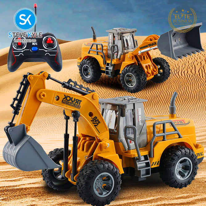 Steve Kyle Battery-Operated RC Construction Equipment Vehicle Collection-Excavator & Loader Truck Toy for Kids