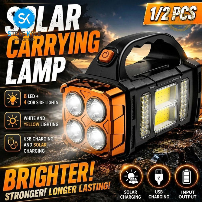 Steve Kyle Solar Powered Rechargeable LED Work Light Portable Emergency Flashlight