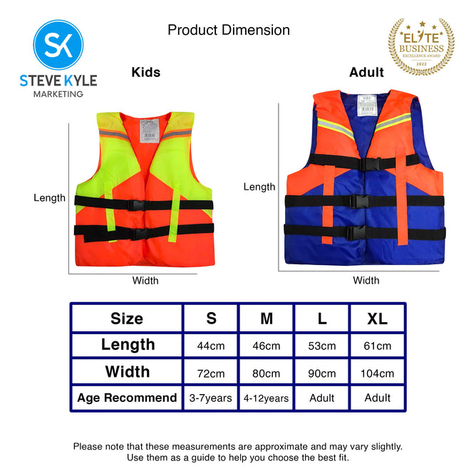 Steve Kyle Children's Adult Large Buoyancy Foam Life Jacket For Water Sports Fishing Flood Protection