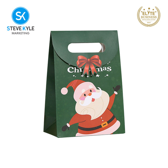 Steve Kyle Five Pieces Festive Christmas Design Gift Paper Bag with Magic Tape Closure For Christmas Gift Packaging