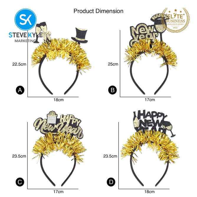 Steve Kyle Happy New Year Glitter Hair Band Headband Party Celebration Accessory