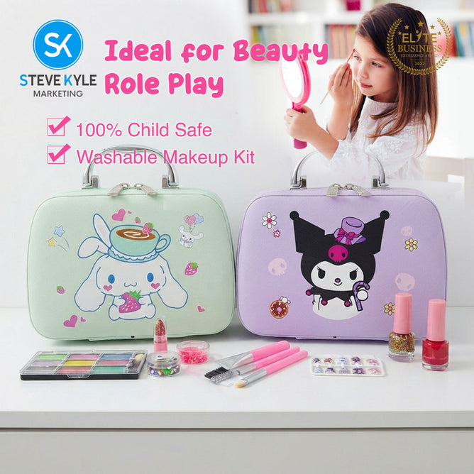 Steve Kyle Washable Girls Makeup Set with Cosmetic Handbag Gift Toy for Kids