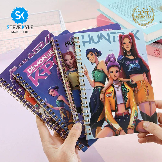 Steve Kyle Colorful Girl Group Theme Spiral Staple Singer Sewn Binding Notebook Journal Random Design For Students School Supplies