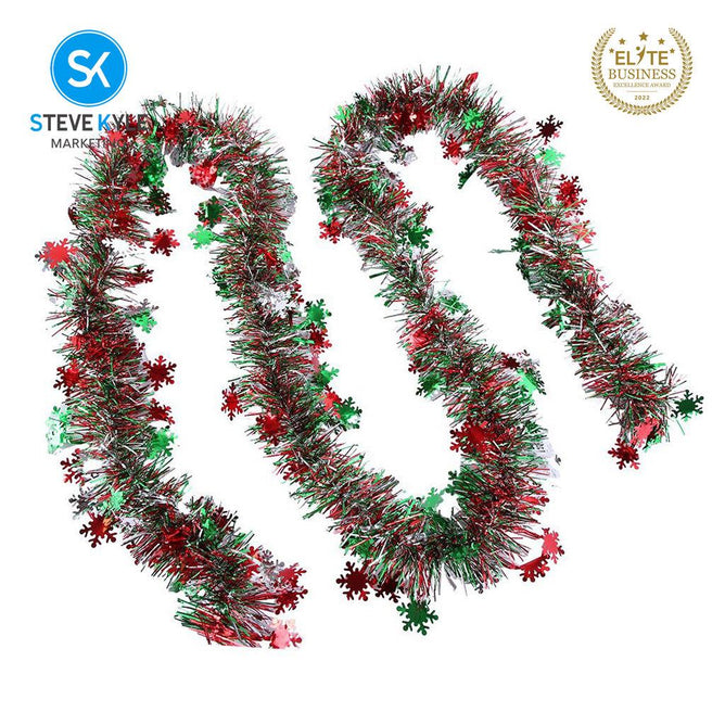 Steve Kyle 2M Halloween Christmas Tinsel Garland with Pumpkin Pom Pom and Snowflake Decorations