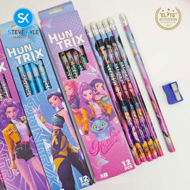 Steve Kyle Twelve Pieces Colorful Girl Group Theme Pencil With Eraser For Party Giveaway Classroom Supplies