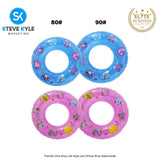 Pink Blue Lively Print Inflatable Swimming Ring For Adult Outdoor Fun Summer Time