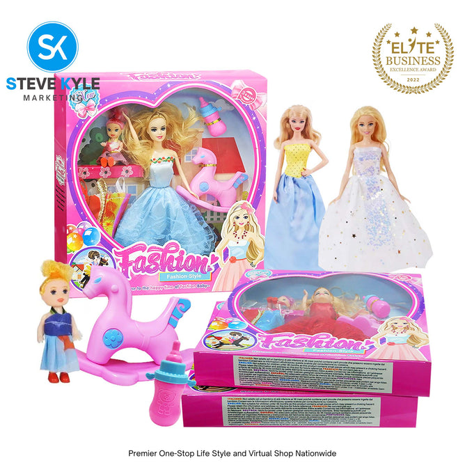 Barbie Doll 1 Box Set Rubberized Doll with Long Hair with Mini Bbay Doll Best Gift for Kids