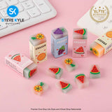 3PCS Fruit Eraser Soft Rubber Kawaii School Office Supplies Students Stationery Korean