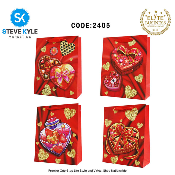 Valentines Day Gift Bag Love Bear - Floral Design Couple Gift Packaging Bag Paper Bag
